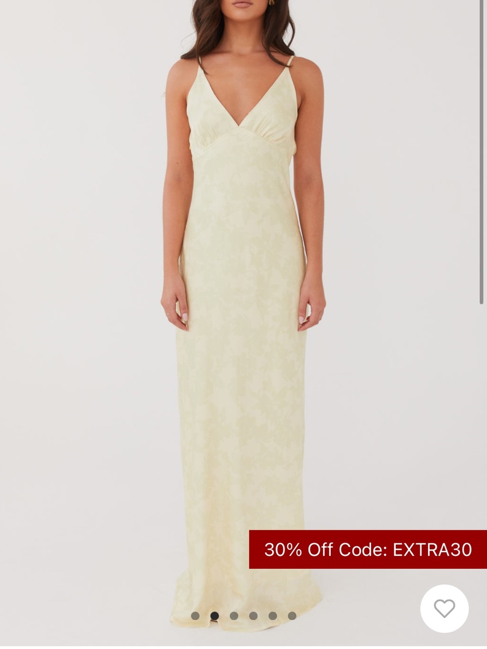 Peppermayo Pale Yellow V-Neck Maxi Slip Dress